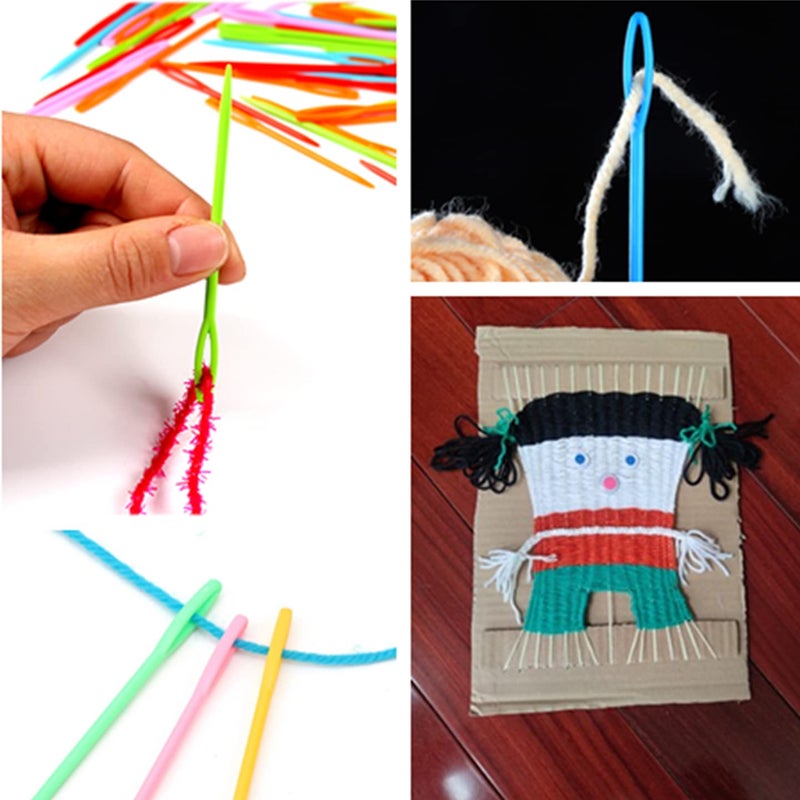 BTYMS 300 Piece Plastic Sewing Needle Set - Big Eye Safety Yarn & Crafting Needles - 3.54" Long - Ideal for Kids' Crochet, Darning & Handmade Projects - Random Color - Image 5